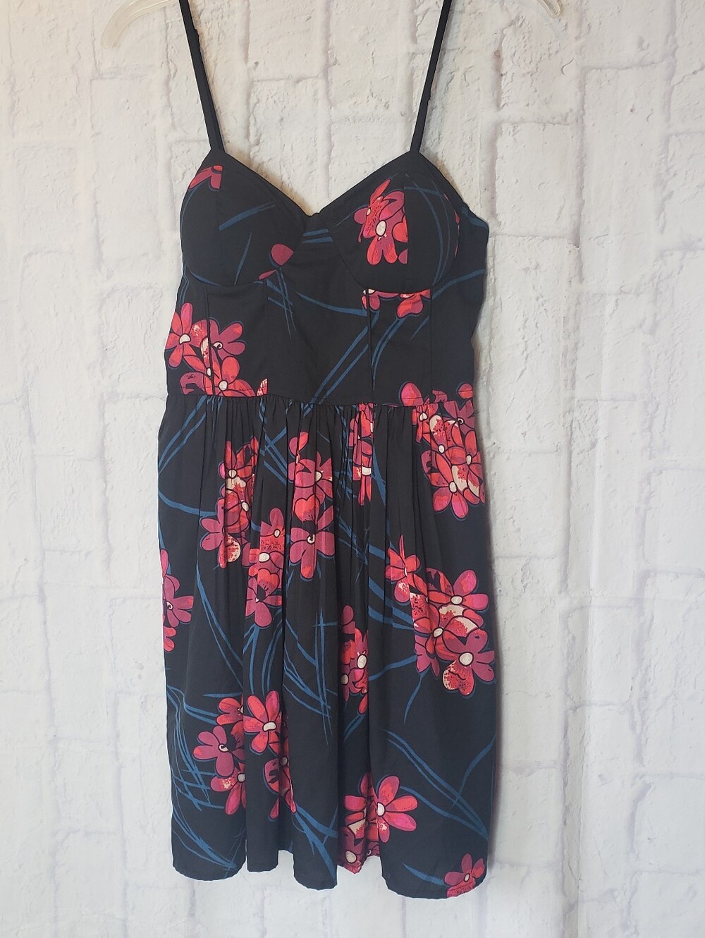 BOG COLLECTIVE Spaghetti Strap Bustier Floral Mini Dress Medium